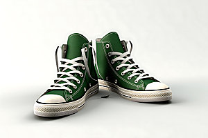 绿色帆布鞋运动休闲展示图