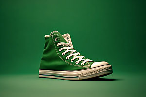 绿色帆布鞋年轻运动展示图