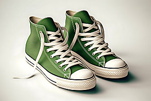 绿色帆布鞋休闲流行展示图