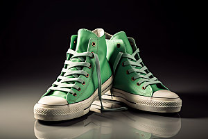 绿色帆布鞋运动效果图展示图