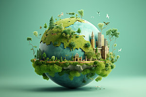 绿色环保生态创意摄影图