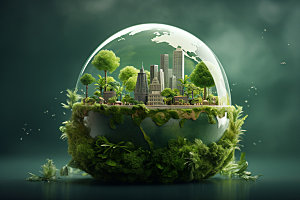 绿色环保创意可持续摄影图