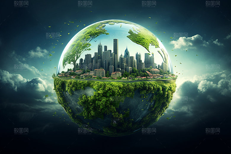 绿色环保地球日自然摄影图