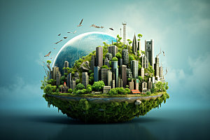 绿色环保地球日创意摄影图