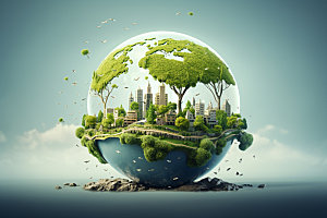 绿色环保可循环可持续摄影图