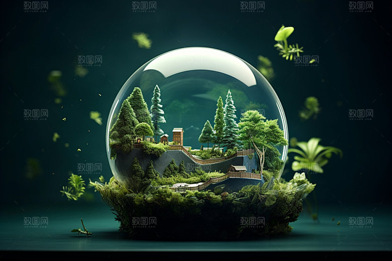 绿色环保可循环可持续摄影图