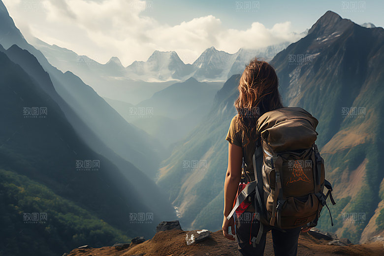 旅行背影自然高清摄影图