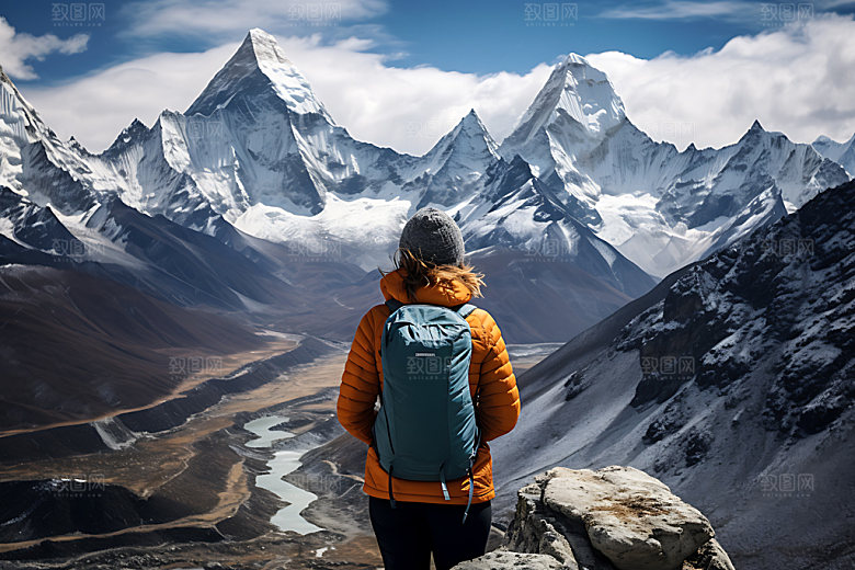 旅行背影旅游自然摄影图
