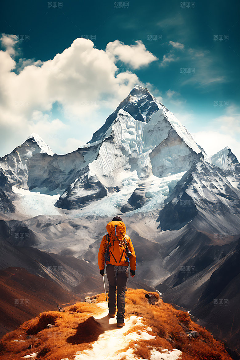 旅行背影山河湖海风光摄影图