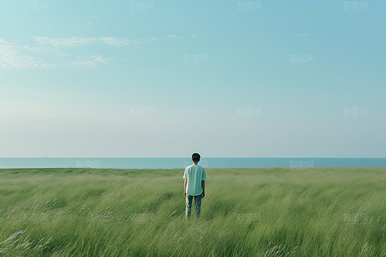 旅行背影高清独行摄影图