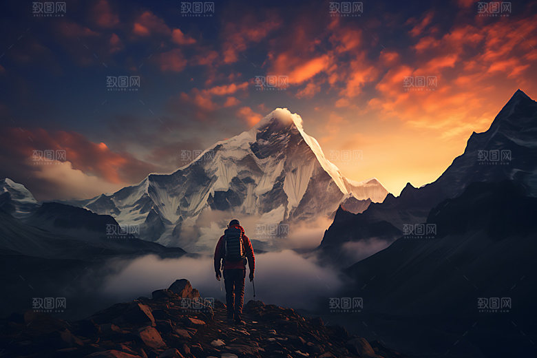 旅行背影山河湖海风光摄影图