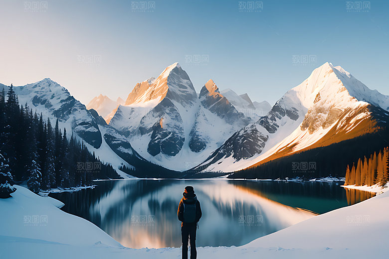 独自旅行自然背影摄影图