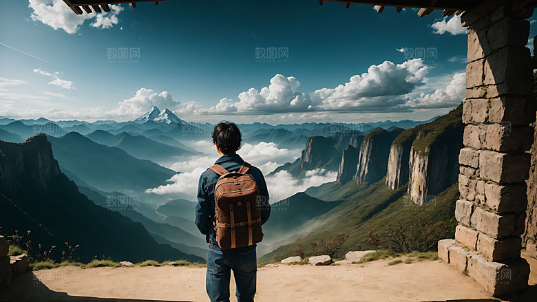 独自旅行风光自然摄影图
