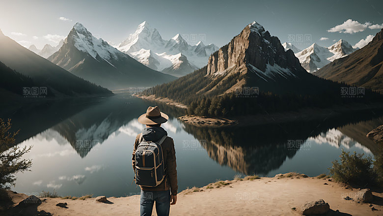 独自旅行背影出游摄影图