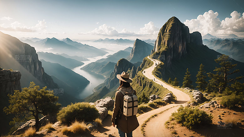独自旅行旅游自然摄影图