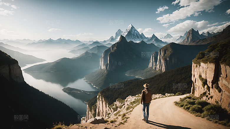 独自旅行山河湖海自然摄影图