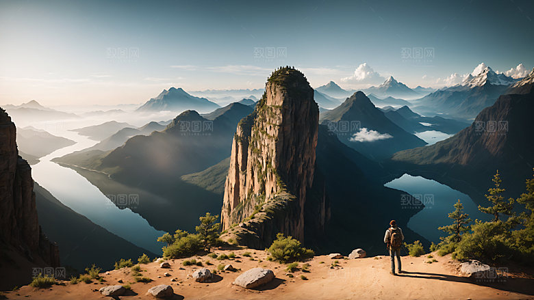 独自旅行自由行背影摄影图