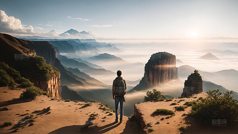 独自旅行出游旅游摄影图