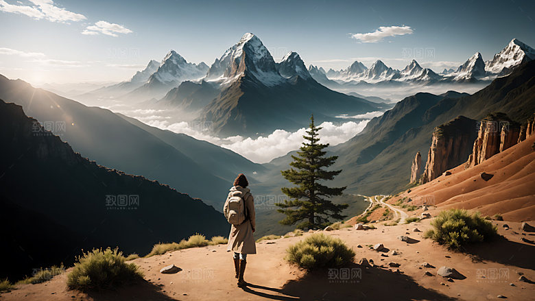 独自旅行旅游山河湖海摄影图