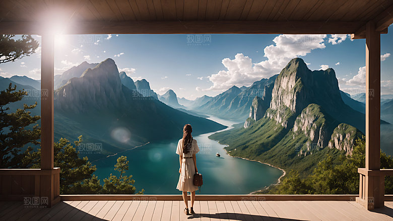 独自旅行自然出游摄影图