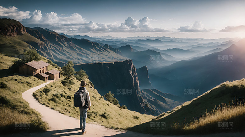 独自旅行自由行出游摄影图