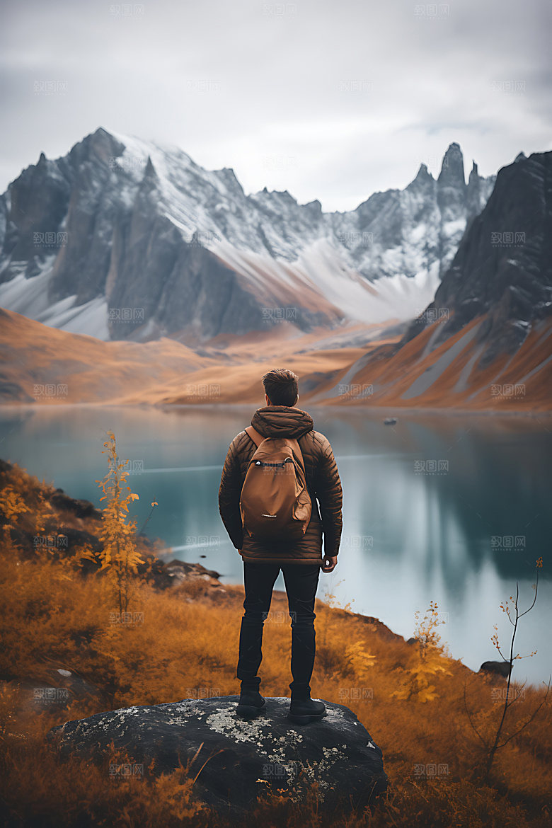 独自旅行山河湖海出游摄影图