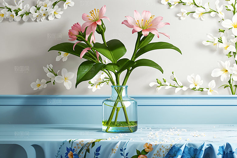 绿植插花高雅鲜切花效果图