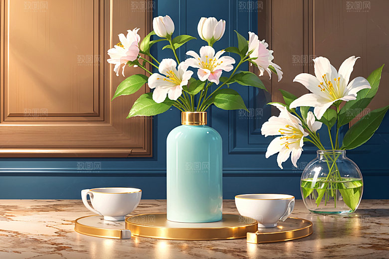 绿植插花简约高雅效果图