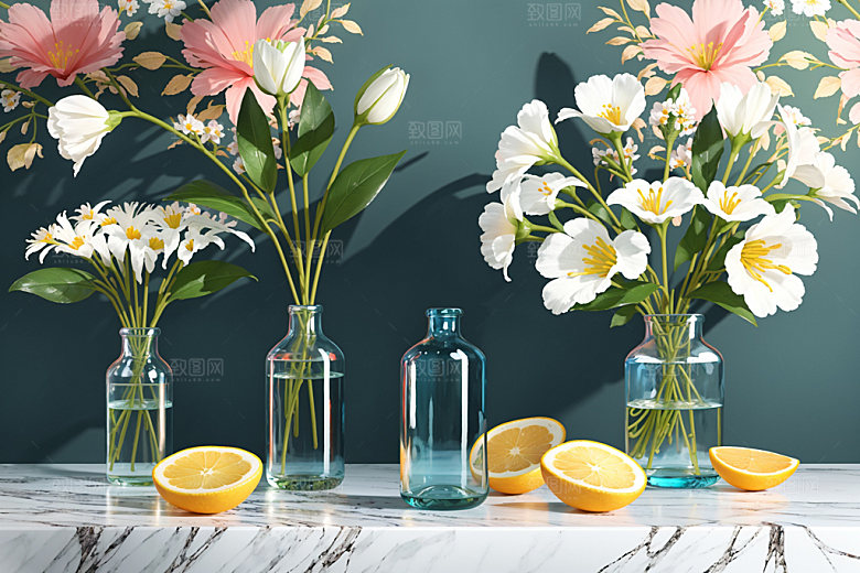 绿植插花鲜切花水培效果图