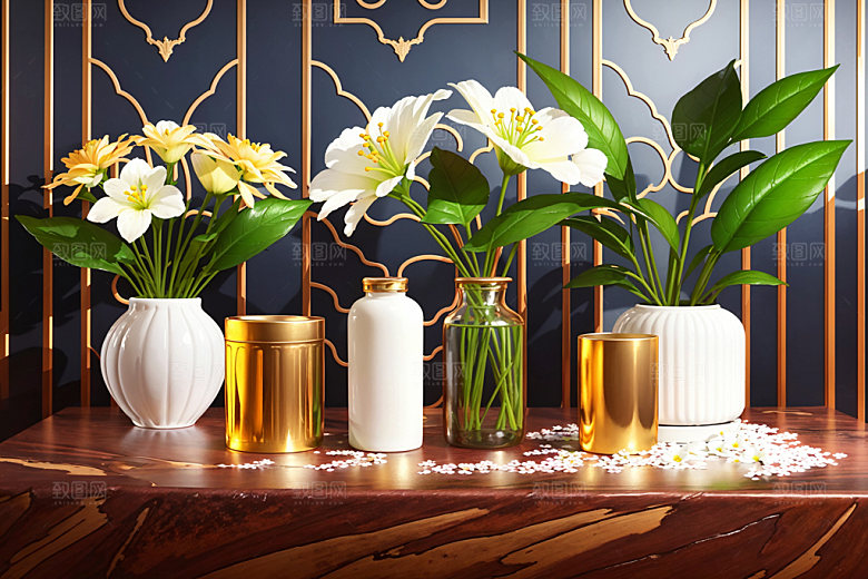 绿植插花鲜切花家居效果图