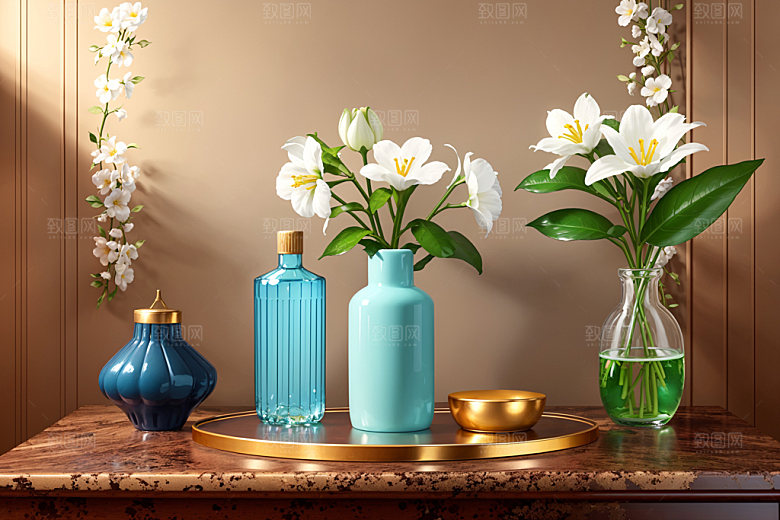 绿植插花简约室内效果图