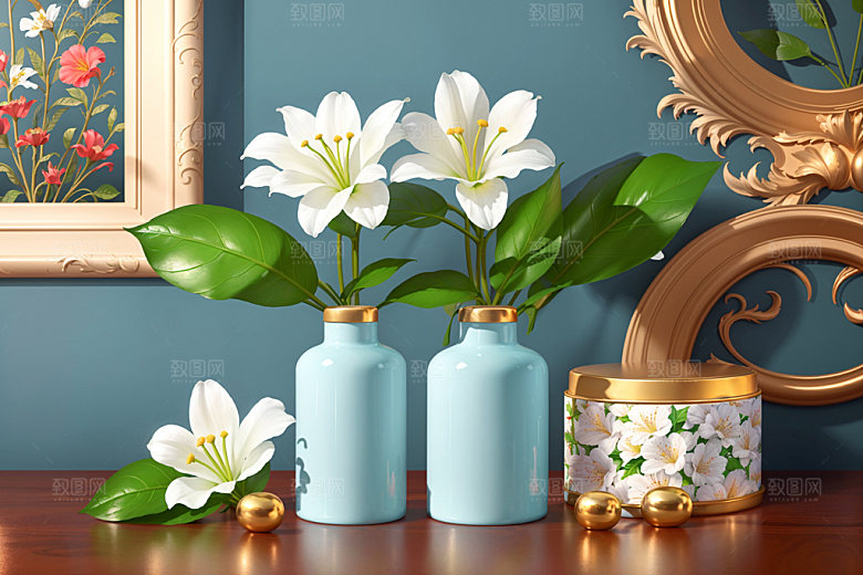 绿植插花高雅简约效果图