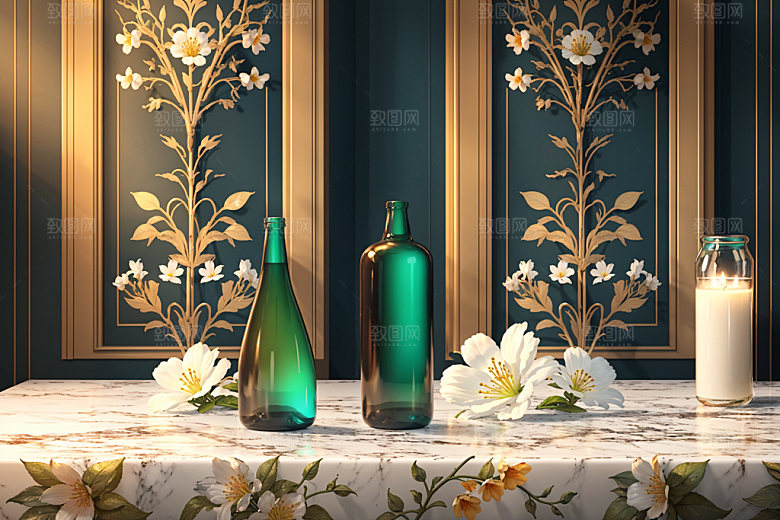 绿植插花简约室内效果图