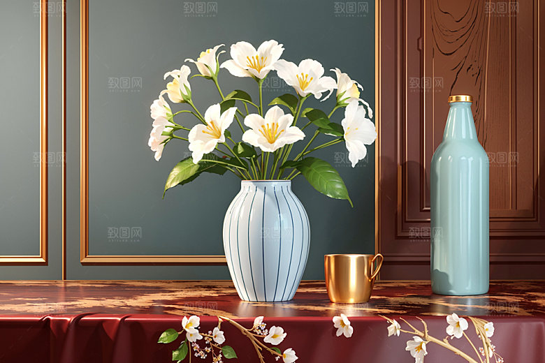 绿植插花水培装饰效果图