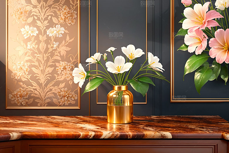 绿植插花鲜切花室内效果图