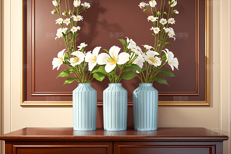 绿植插花装饰鲜切花效果图