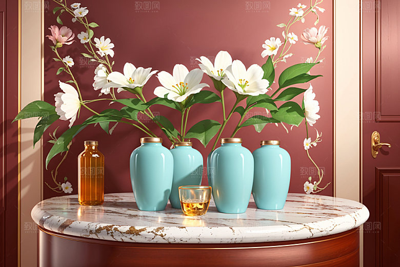 绿植插花鲜切花高清效果图