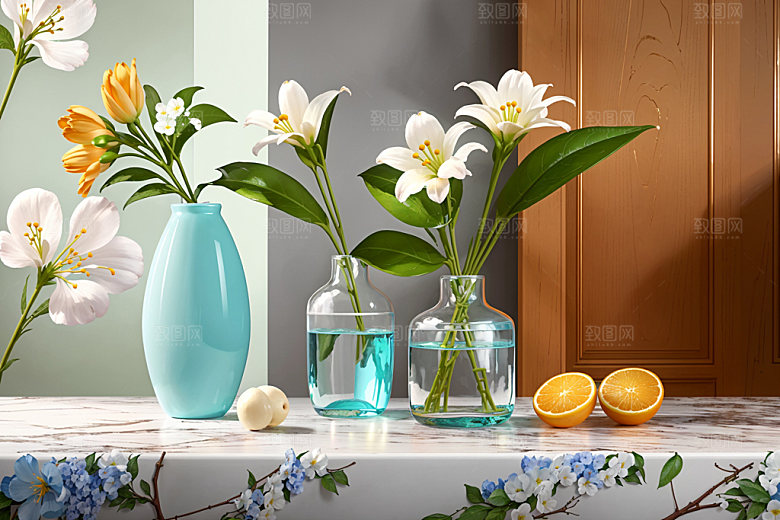 绿植插花水培高雅效果图
