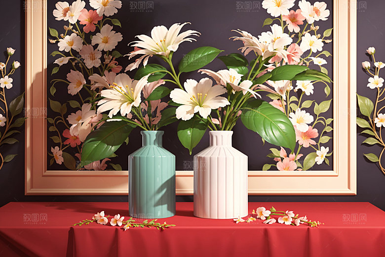 绿植插花家居室内效果图