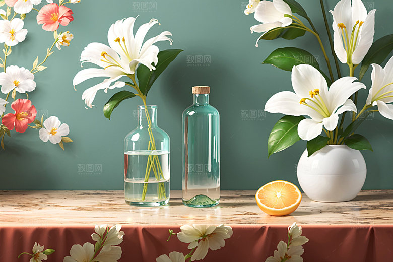 绿植插花鲜切花家居效果图