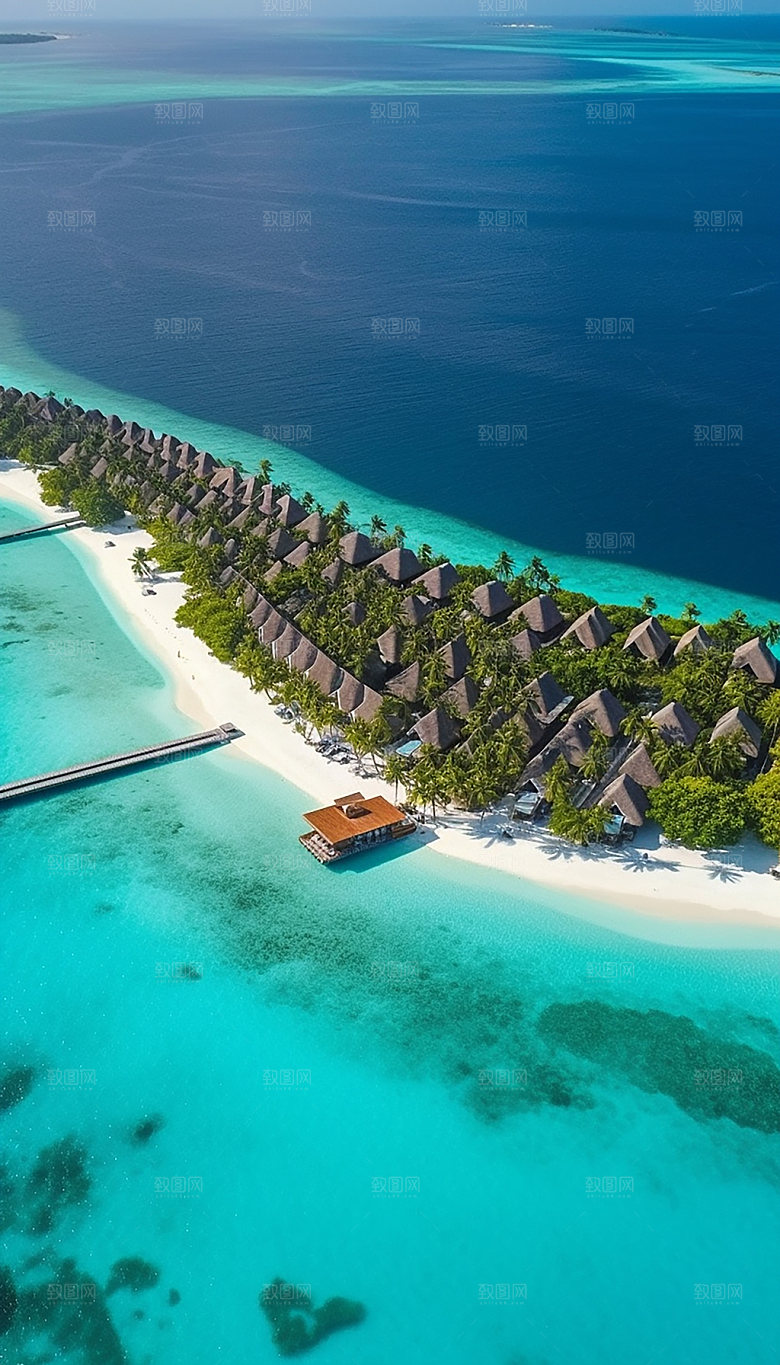 马尔代夫水屋小长假摄影图