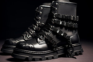 黑色马丁靴女鞋鞋类摄影图