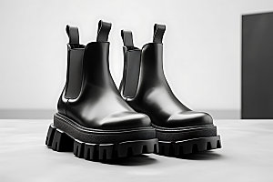 黑色马丁靴女式皮鞋鞋类摄影图