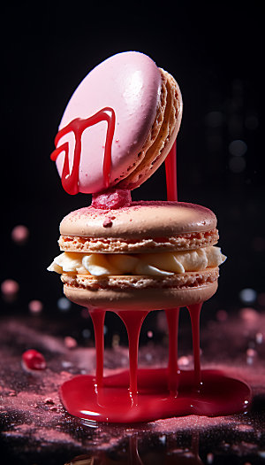 马卡龙烘焙甜品摄影图