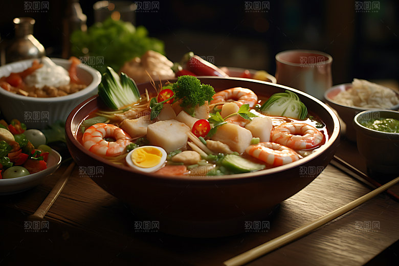 麻辣烫特色冒菜摄影图