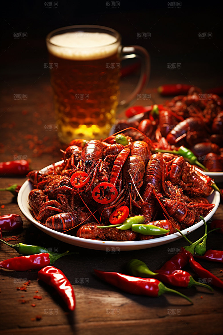 小龙虾夏日美食麻辣摄影图