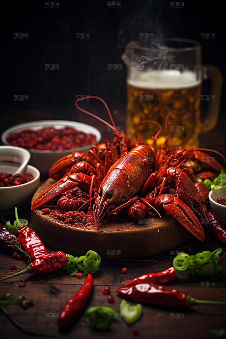 小龙虾十三香夏日美食摄影图