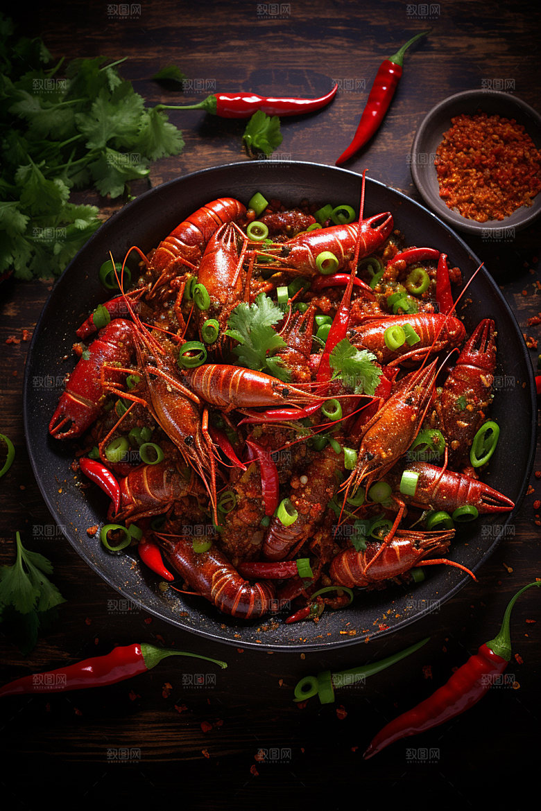小龙虾聚餐夏日美食摄影图