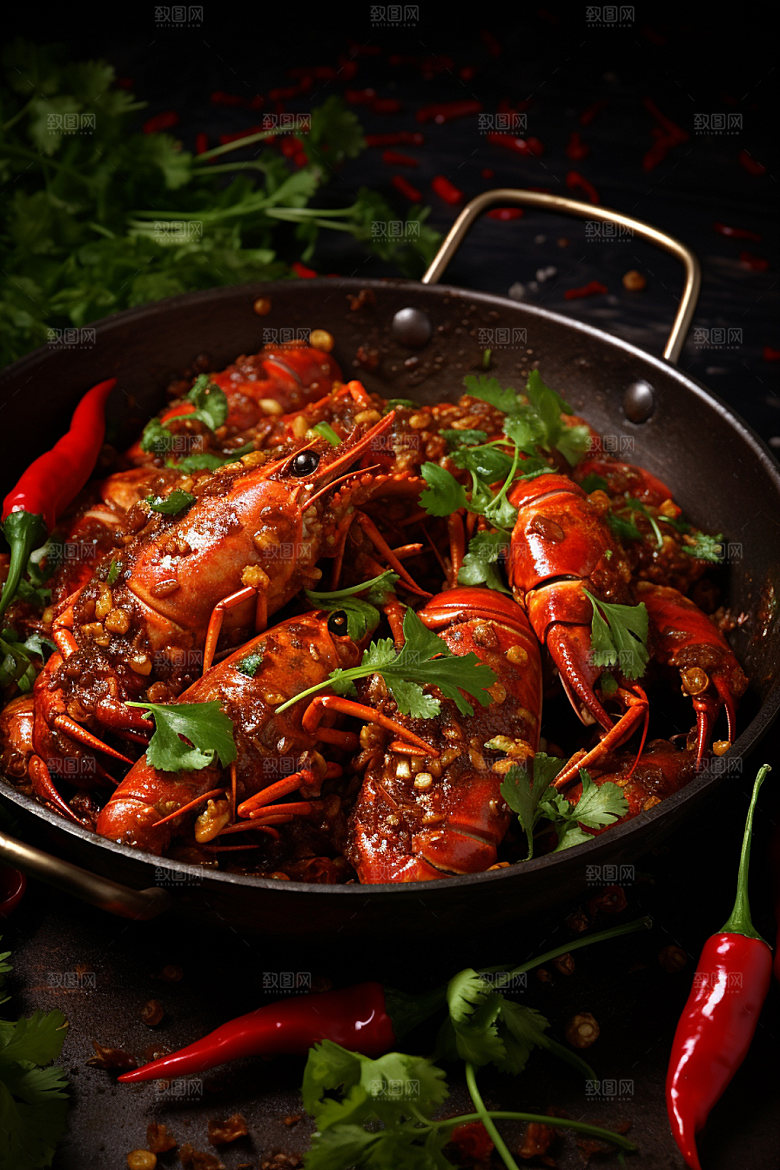 小龙虾麻辣夏日美食摄影图
