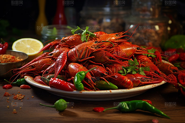 小龙虾麻辣夏日美食摄影图